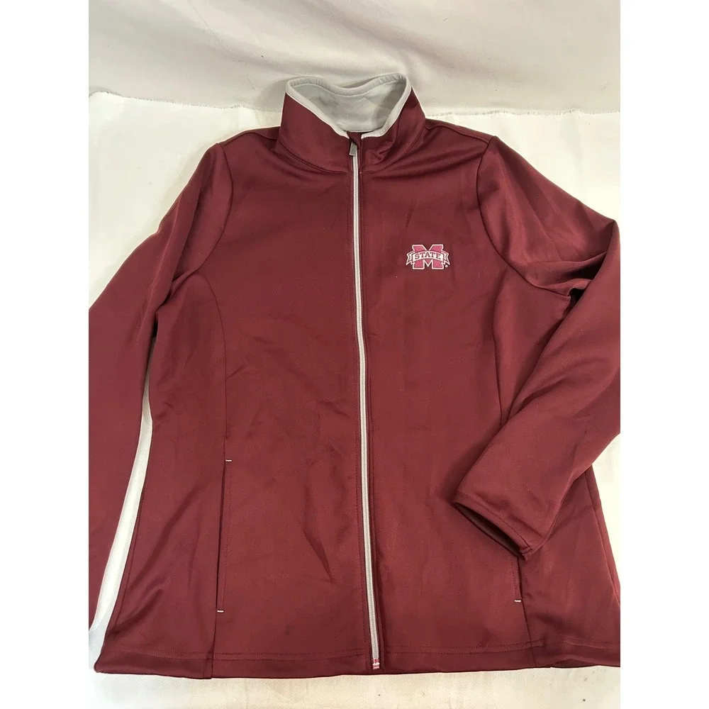 Mississippi State Bulldogs Jacket Women's XL Maroon‎ Full Zip MSU Antigua